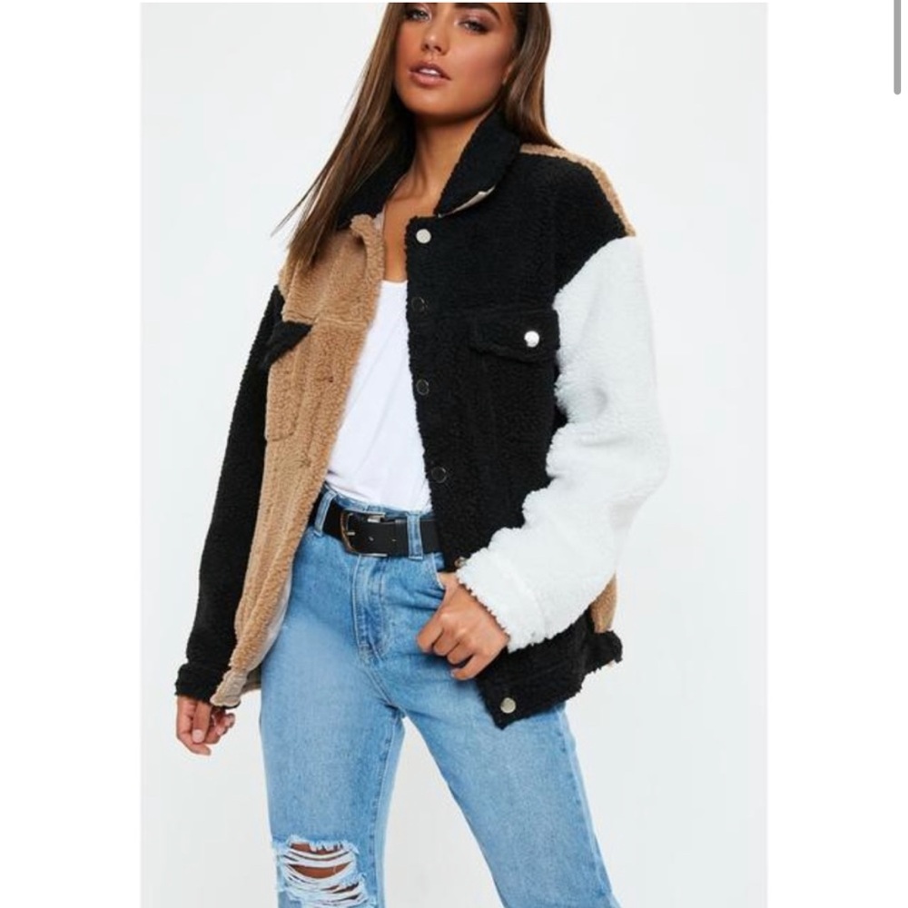 Missguided multi color teddy coat